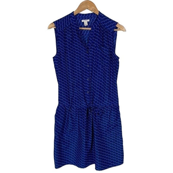 Caslon Dress Blue Sleeveless Button Front Pockets Preppy Business Party Sz Small - Picture 1 of 7